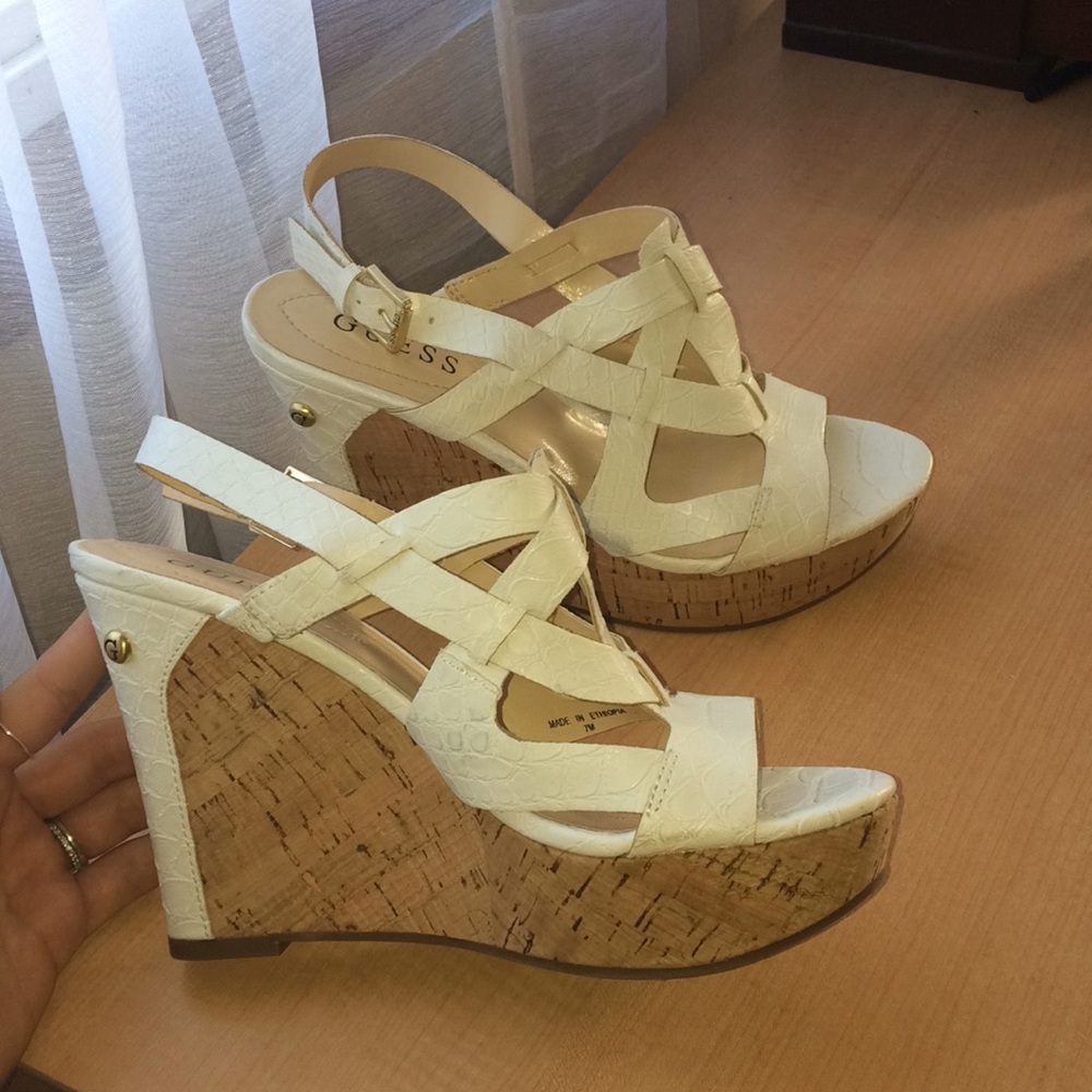 Guess Cork wedge sandals size 7M